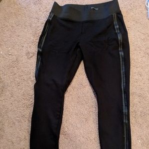Ashley Stewart leggings with faux leather stripe